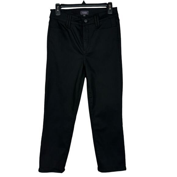 NYDJ SZ 4 Straight Jeans Stretch Mid-Rise Lift Tuck Zip-Fly Pockets Black Rinse - Picture 1 of 11